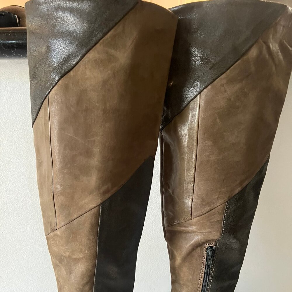 $400 Free People Patchwork Olive Pattern Tall Kne… - image 2